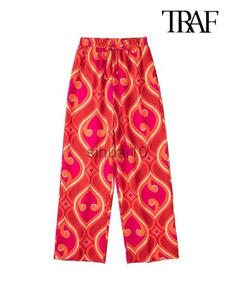 women's pants capris traf women fashion printed wide leg pants vintage high elastic waist with drawstring female trousers mujer j230605, Black;white
women's pants capris traf women fashion printed wide leg pants vintage high elastic waist with drawstring female trousers mujer j230605, Black;white