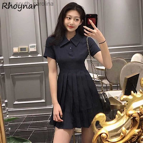 short sleeve dress women summer folds simple casual turn-down collar a-line korean style college street wear tender young ladies l230522, Black;gray
short sleeve dress women summer folds simple casual turn-down collar a-line korean style college street wear tender young ladies l230522, Black;gray