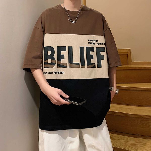 summer new men's fashiont-shirt with 5/4 sleeves ins casual loose teen cotton letter print t-shirt, White;black
summer new men's fashiont-shirt with 5/4 sleeves ins casual loose teen cotton letter print t-shirt, White;black