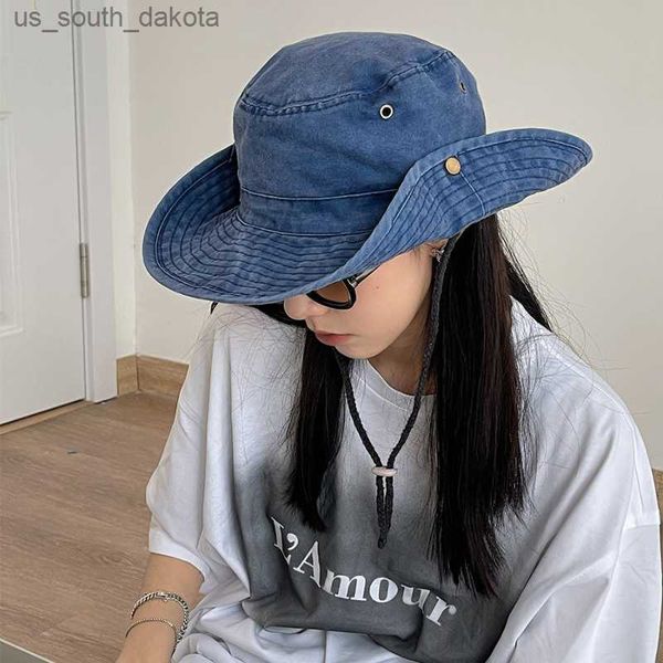 2022 blue cowboy bucket hat with string men denim beach sun hat for women outdoor spring summer fisherman hat l230523, Blue;gray
2022 blue cowboy bucket hat with string men denim beach sun hat for women outdoor spring summer fisherman hat l230523, Blue;gray