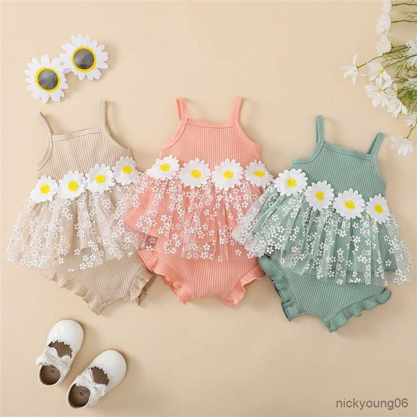 clothing sets lovely toddler infant baby girl summer clothes 0-3y ribbed knitted sleeveless daisy tulle tanks and ruffles shorts outfits, White 
clothing sets lovely toddler infant baby girl summer clothes 0-3y ribbed knitted sleeveless daisy tulle tanks and ruffles shorts outfits, White