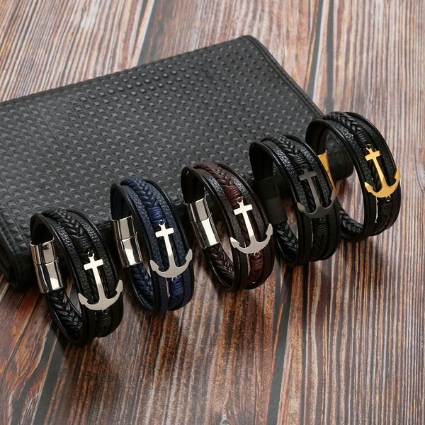 multi layered leather bracelet stainless steel anchor charm bracelets jewelry for gift, Golden;silver
multi layered leather bracelet stainless steel anchor charm bracelets jewelry for gift, Golden;silver