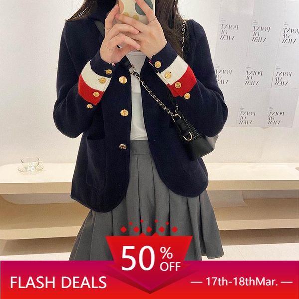 pants autumn retro lapel color stripe contrast color tb small suit women's knitted cardigan coat lazy style new short style, White
pants autumn retro lapel color stripe contrast color tb small suit women's knitted cardigan coat lazy style new short style, White
