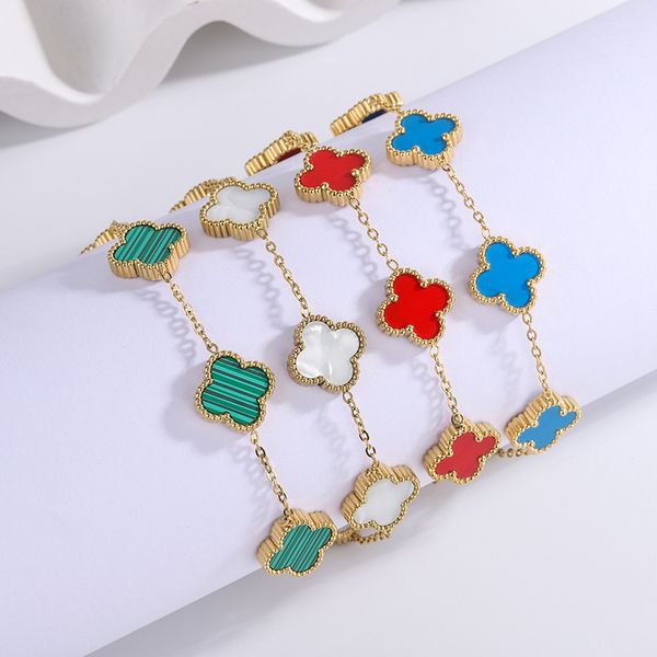 women designer bangles 3 colors titanium steel classic five four-leaf flowers bracelet luxury couple bracelets wholesale, Black
women designer bangles 3 colors titanium steel classic five four-leaf flowers bracelet luxury couple bracelets wholesale, Black