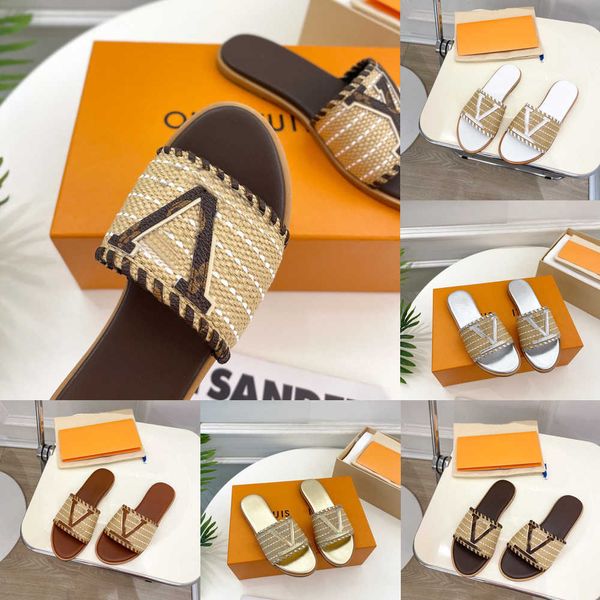 summer slipper beach luxury designer platform sandals for woman letter old flower embroidery straw flat slides womens flip flops designer sl, Black
summer slipper beach luxury designer platform sandals for woman letter old flower embroidery straw flat slides womens flip flops designer sl, Black