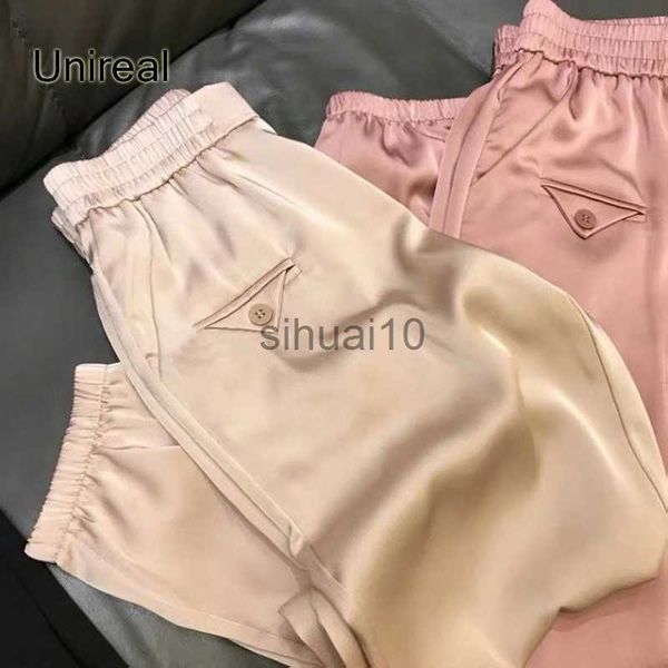 women's pants capris unireal 2022 summer women harem pants high waist casual cropped trousers pink champange elegant lady loose satin p, Black;white
women's pants capris unireal 2022 summer women harem pants high waist casual cropped trousers pink champange elegant lady loose satin p, Black;white