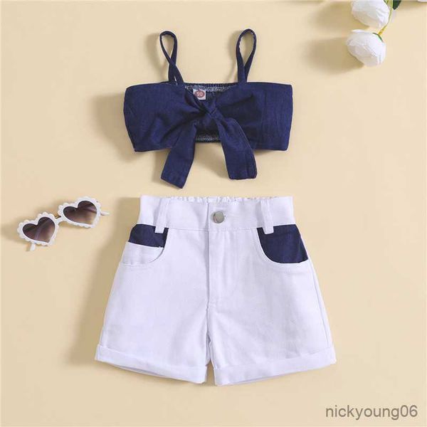 clothing sets children 2pcs summer outfits toddler kid baby girl sleeveless knot front denim and pocket shorts set, White
clothing sets children 2pcs summer outfits toddler kid baby girl sleeveless knot front denim and pocket shorts set, White