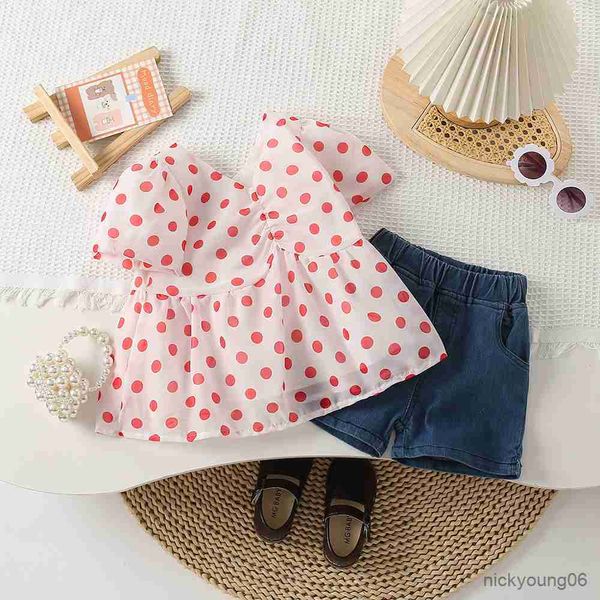 clothing sets summer sweet girls polka dot chiffon doll shirt girl blouse and denim shorts clothing set, White
clothing sets summer sweet girls polka dot chiffon doll shirt girl blouse and denim shorts clothing set, White