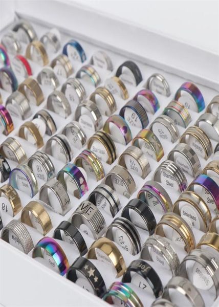 100pcslot trendy stainless steel rings for women men whole mixed wedding jewelry gift couple accessories finger ring anillo7576966, Golden;silver
100pcslot trendy stainless steel rings for women men whole mixed wedding jewelry gift couple accessories finger ring anillo7576966, Golden;silver