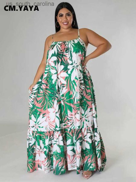 cm.yaya women plus size autumn spaghetti strap ruffles hem loose maxi long floral leaf print dresses fashion party slim dress l230522, Black;gray
cm.yaya women plus size autumn spaghetti strap ruffles hem loose maxi long floral leaf print dresses fashion party slim dress l230522, Black;gray