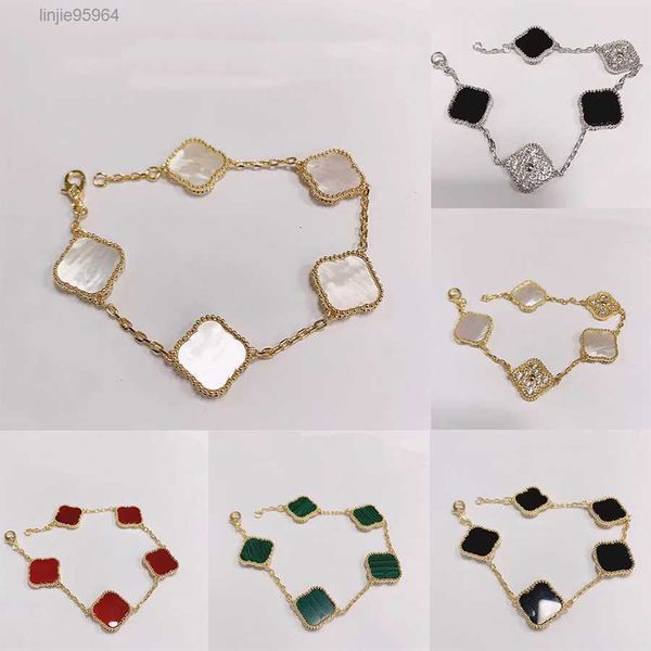 925 silver designer lucky elegant charm bracelet cleef fashion vintage 5 motifs bracelets clover leaf necklace luxury design wedding jewelry, Black
925 silver designer lucky elegant charm bracelet cleef fashion vintage 5 motifs bracelets clover leaf necklace luxury design wedding jewelry, Black