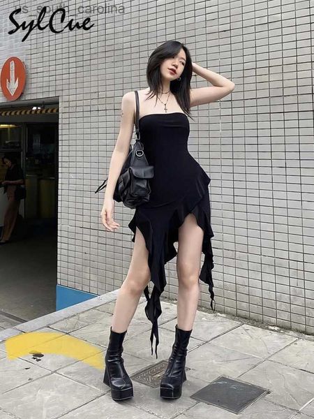 sylcue simple black thin knitted breathable high elastic mature charm young girl women's irregular summer wrap dress l230522, Black;gray
sylcue simple black thin knitted breathable high elastic mature charm young girl women's irregular summer wrap dress l230522, Black;gray
