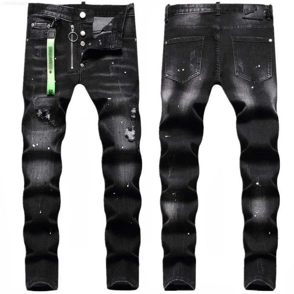 designer trendy men's jeans personality torn holes scraped fashion pants black paint splattered stretch pants, Blue
designer trendy men's jeans personality torn holes scraped fashion pants black paint splattered stretch pants, Blue