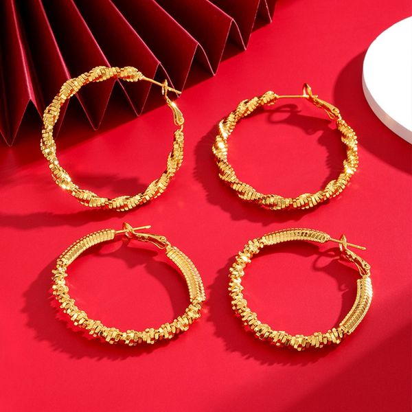 women circle hoop earrings real 18k yellow gold filled twisted irregular trendy fashion girls jewelry gift, Golden;silver
women circle hoop earrings real 18k yellow gold filled twisted irregular trendy fashion girls jewelry gift, Golden;silver