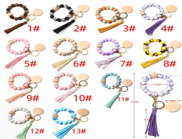 printed silicone beads keychain for keys wood bead bracelet keyring with tassel women men fashion wooden chips keyring whole5371477, Silver
printed silicone beads keychain for keys wood bead bracelet keyring with tassel women men fashion wooden chips keyring whole5371477, Silver