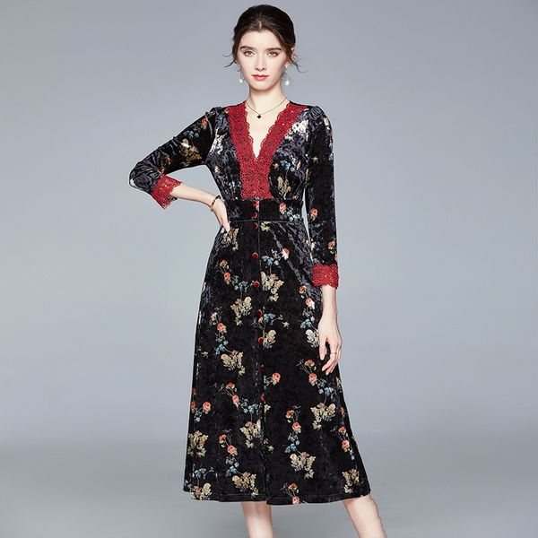 2023 spring new item european station women's basic & casual long sleeve v-neck lace stitching velvet dress, mid-calf length, a-line si, Black;gray
2023 spring new item european station women's basic & casual long sleeve v-neck lace stitching velvet dress, mid-calf length, a-line si, Black;gray