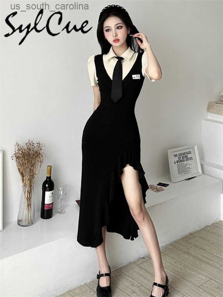 sylcue college style student retro young vitality summer new cool women's patchwork long irregular short sleeve dress with tie l230522, Black;gray
sylcue college style student retro young vitality summer new cool women's patchwork long irregular short sleeve dress with tie l230522, Black;gray