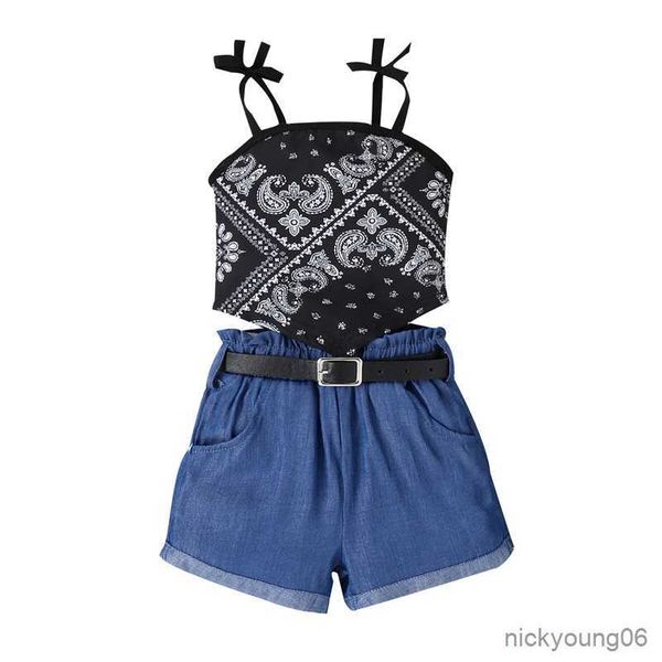 clothing sets summer girls floral print sleeveless tank and elastic denim shorts with belt baby clothes children kids outfits, White
clothing sets summer girls floral print sleeveless tank and elastic denim shorts with belt baby clothes children kids outfits, White