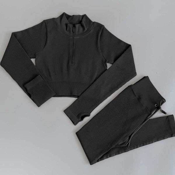 women's tracksuits 23pcs seamless yoga suit long sleeve navel zip sportswear bra crop fitness women high waist leggings wear, Gray
women's tracksuits 23pcs seamless yoga suit long sleeve navel zip sportswear bra crop fitness women high waist leggings wear, Gray