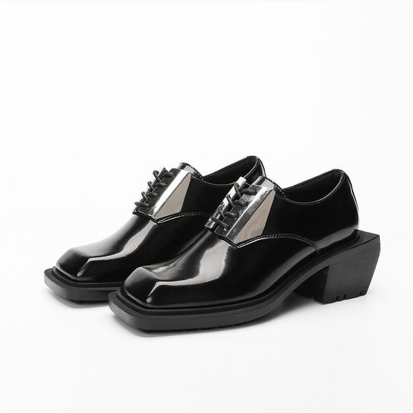 man square heel dress shoe fashion men casual sneakers lace up mens designer shoe, Black
man square heel dress shoe fashion men casual sneakers lace up mens designer shoe, Black
