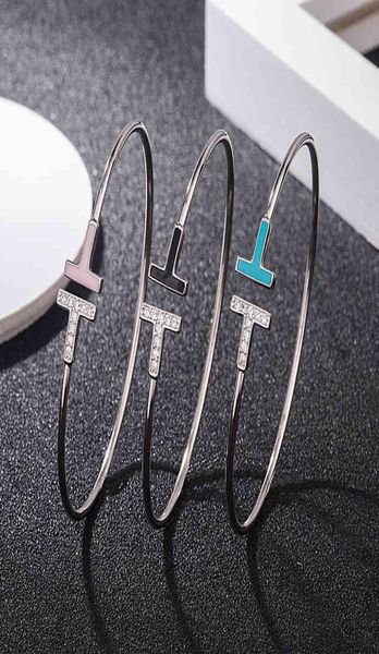 bangles bracelet s925 sterling silver diamond inlaid double t multicolor enamel glue dropping versatile fashion net red9377639, Black
bangles bracelet s925 sterling silver diamond inlaid double t multicolor enamel glue dropping versatile fashion net red9377639, Black