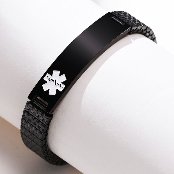 vintage mens bracelet stainless steel watch belt shaped link chain elastic bracelet with medical markings wristband bracelet jewelry for men, Black
vintage mens bracelet stainless steel watch belt shaped link chain elastic bracelet with medical markings wristband bracelet jewelry for men, Black