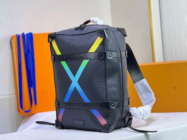 luxury backpack soft trunk shoulder backpacks fashion rainbow x square design taiga leather luggage bags travel bags 26*37*14cm
luxury backpack soft trunk shoulder backpacks fashion rainbow x square design taiga leather luggage bags travel bags 26*37*14cm