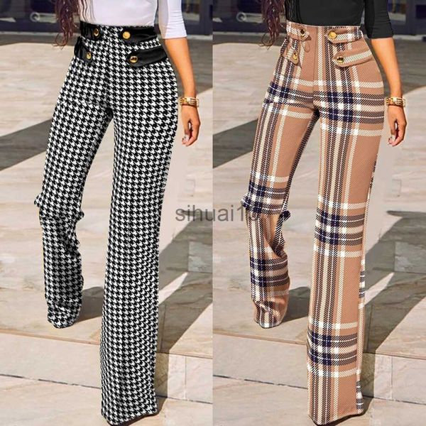women's pants capris 2022 women buttoned high waist wide leg tailored pants spring casual ladies plaid long pencil pants elegant trouse, Black;white
women's pants capris 2022 women buttoned high waist wide leg tailored pants spring casual ladies plaid long pencil pants elegant trouse, Black;white