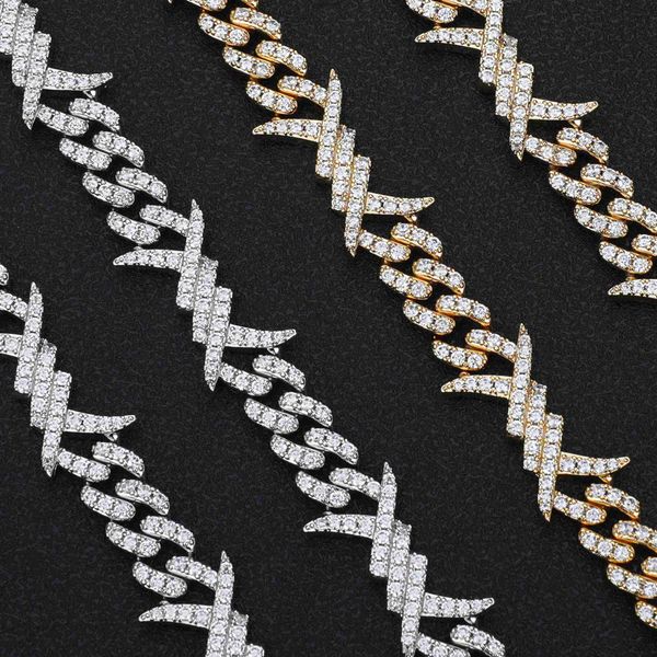 10mm hip hop punk 925 sterling silver iced out barbed wire knot thorn moissanite cuban link chain
10mm hip hop punk 925 sterling silver iced out barbed wire knot thorn moissanite cuban link chain