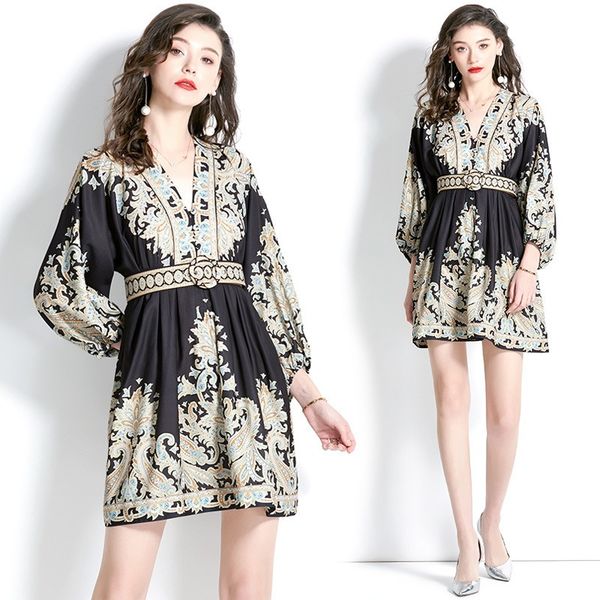 2023 spring new women's resort style v-neck lantern sleeve floral print slim jumpsuit | summer | polyester | casual dresses | long slee, Black;gray
2023 spring new women's resort style v-neck lantern sleeve floral print slim jumpsuit | summer | polyester | casual dresses | long slee, Black;gray