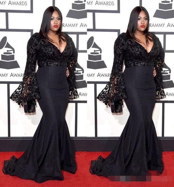 grammy awards plus size celebrity evening dresses long sleeves jazmine sullivan sequins prom gowns black lace mermaid evening gown8646209, Black;red
grammy awards plus size celebrity evening dresses long sleeves jazmine sullivan sequins prom gowns black lace mermaid evening gown8646209, Black;red