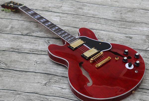 es 345 trans red semi hollow body jazz electric guitar 5 way varitone switch, double f holes, black pickguard, pearl split parallelogram inl
es 345 trans red semi hollow body jazz electric guitar 5 way varitone switch, double f holes, black pickguard, pearl split parallelogram inl