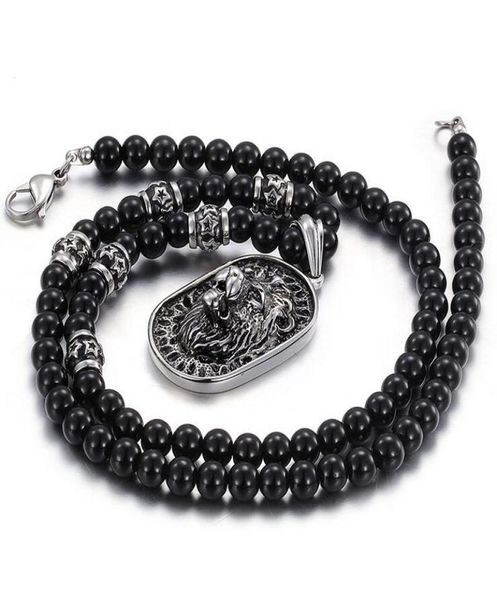 punk black glass bead link chain lion pendant necklace men women black rhinestones gold silver 316l stainless steel animal sweater1815961
punk black glass bead link chain lion pendant necklace men women black rhinestones gold silver 316l stainless steel animal sweater1815961