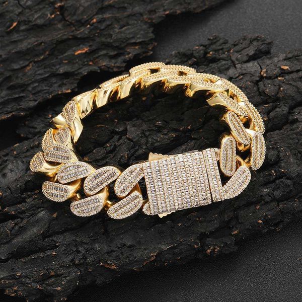 16mm iced out lab diamond chain bracelets mix setting baguette zircon white gold miami cuban link bracelets, Silver
16mm iced out lab diamond chain bracelets mix setting baguette zircon white gold miami cuban link bracelets, Silver