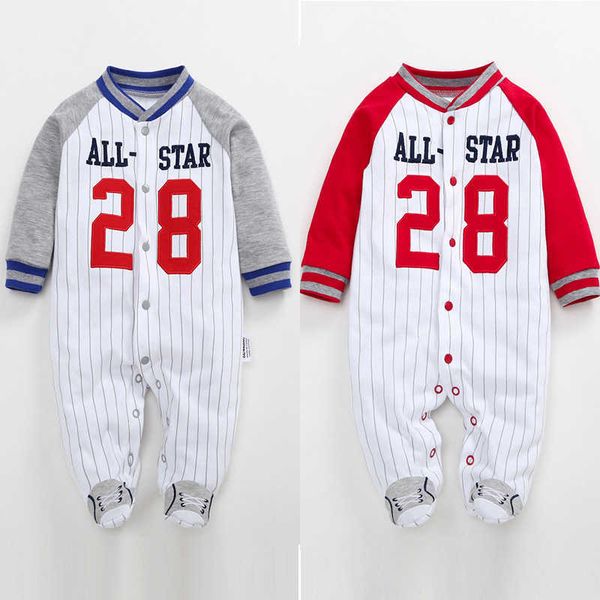 jumpsuits newborn boys' 2021 spring girls' clothing long sleeve cotton baseball cartoon foot bodysuit baby pajamas g220606, Blue
jumpsuits newborn boys' 2021 spring girls' clothing long sleeve cotton baseball cartoon foot bodysuit baby pajamas g220606, Blue