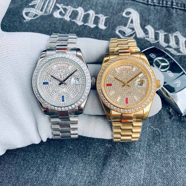 iced out diamond watch for men automatic stainless steel braclet,day-week waterproof 41mm bling bling diamonds dial hip hop watches, Slivery;brown
iced out diamond watch for men automatic stainless steel braclet,day-week waterproof 41mm bling bling diamonds dial hip hop watches, Slivery;brown