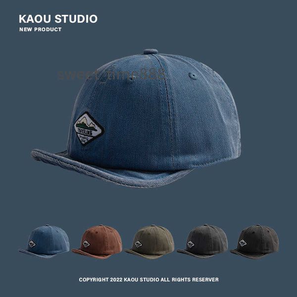 version of short brim cap men's washable denim soft brim cap women's made old stickers big head baseball cap, Blue;gray
version of short brim cap men's washable denim soft brim cap women's made old stickers big head baseball cap, Blue;gray