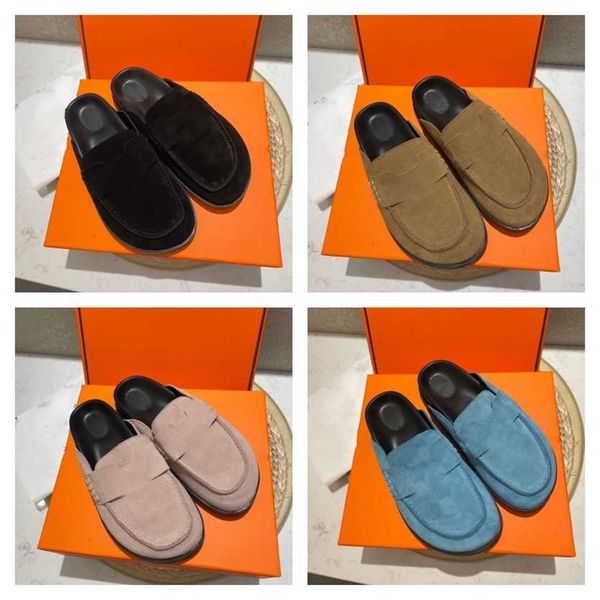 35-40 womens luxury chypre sandal suede leather half slippers lambskin soft loafers slip on flats slides casual clog footwear super house sn, Black
35-40 womens luxury chypre sandal suede leather half slippers lambskin soft loafers slip on flats slides casual clog footwear super house sn, Black