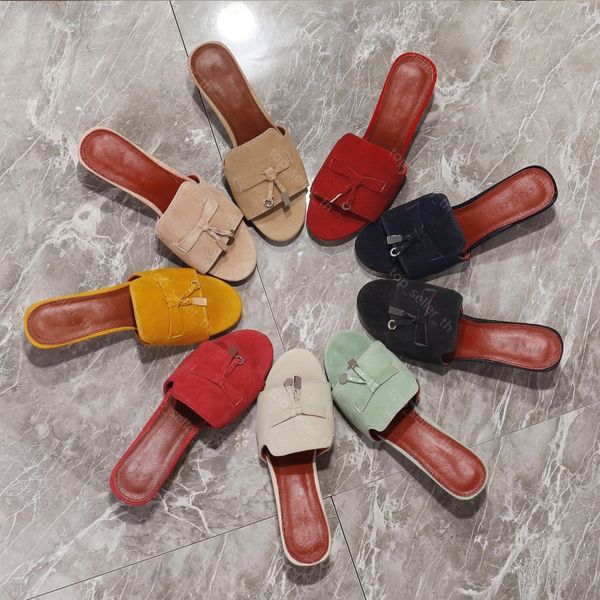 summer charms sandal designer slippers suede buffed leather slipper women lock mid heel slides with box, Black
summer charms sandal designer slippers suede buffed leather slipper women lock mid heel slides with box, Black