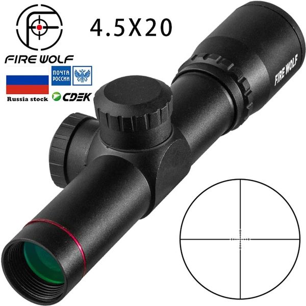 Image of FIRE WOLF 4.5X20 rifle sight hunting tactical optical sight P4 cross sight with flip lens cover and airsoft ring pocket mirror