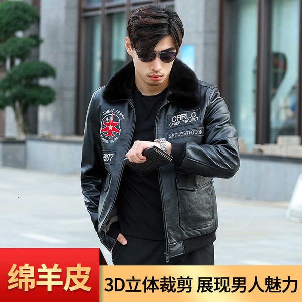 spring and autumn winter korean edition men's leather coat zipper slim fit casual embroidery pattern mink fur collar 7ltm, White;black
spring and autumn winter korean edition men's leather coat zipper slim fit casual embroidery pattern mink fur collar 7ltm, White;black