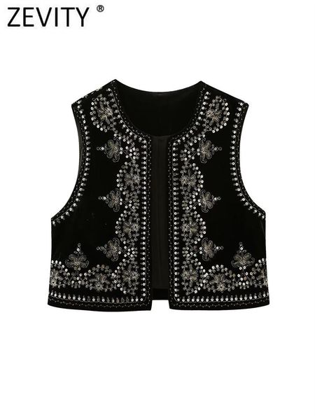 vests zevity women vintage o neck sequins flower embroidery short vest jacket ladies sleeveless casual veet waistcoat ct3020, Black;white
vests zevity women vintage o neck sequins flower embroidery short vest jacket ladies sleeveless casual veet waistcoat ct3020, Black;white