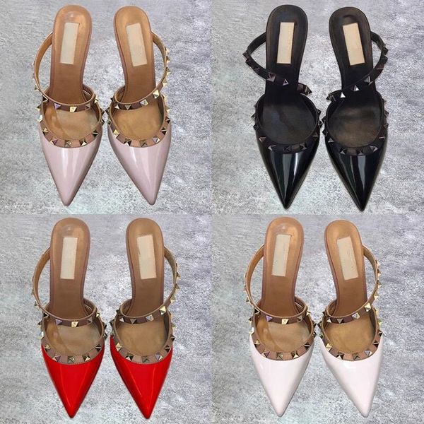 designer luxury v brand slippers high heels sandals 6cm 8cm 10cm summer real leather classics style rivets pointed red wedding shoes with du, Black
designer luxury v brand slippers high heels sandals 6cm 8cm 10cm summer real leather classics style rivets pointed red wedding shoes with du, Black