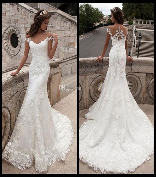 vintage sheer neck lace mermaid wedding dresses bridal gowns cap sleeves tulle appliques summer beach plus size wedding gown with 3427508, White
vintage sheer neck lace mermaid wedding dresses bridal gowns cap sleeves tulle appliques summer beach plus size wedding gown with 3427508, White