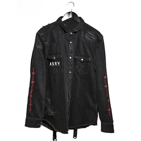 american fashion men lace neck washed graphic print black denim jacket, Black;brown
american fashion men lace neck washed graphic print black denim jacket, Black;brown
