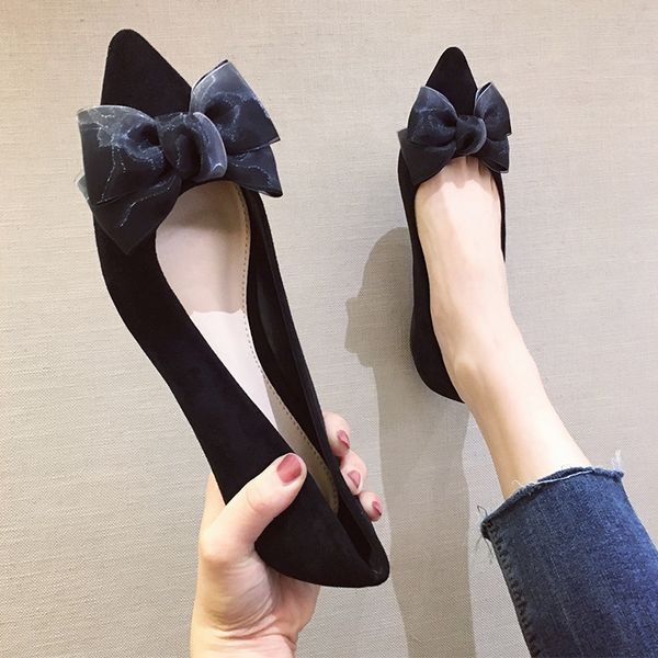 31-46 spring new women pointed toe flat shallow mouth all-match leather low heel bow peas shoes lady flats slipons bowtie, Black 
31-46 spring new women pointed toe flat shallow mouth all-match leather low heel bow peas shoes lady flats slipons bowtie, Black
