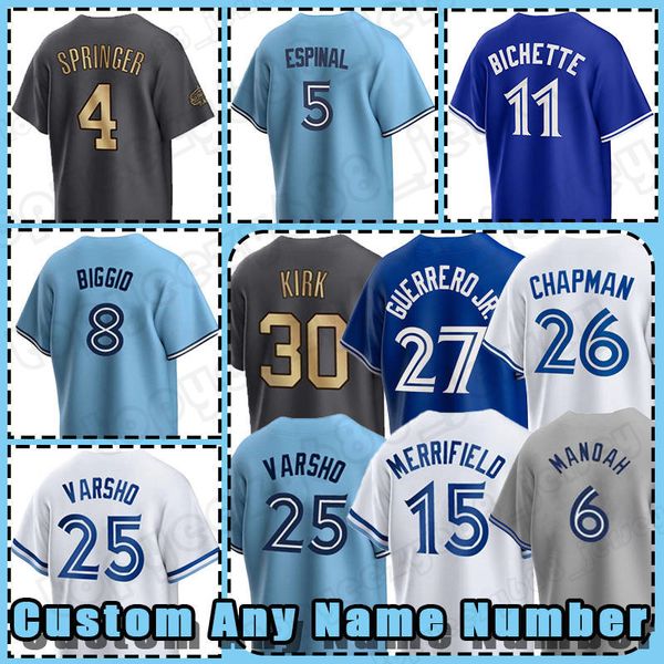 27 vladimir guerrero jr baseball jersey 4 george springer 11 bo bichette blue cavan biggio daulton varsho alejandro kirk matt chapman otto, Blue;black
27 vladimir guerrero jr baseball jersey 4 george springer 11 bo bichette blue cavan biggio daulton varsho alejandro kirk matt chapman otto, Blue;black