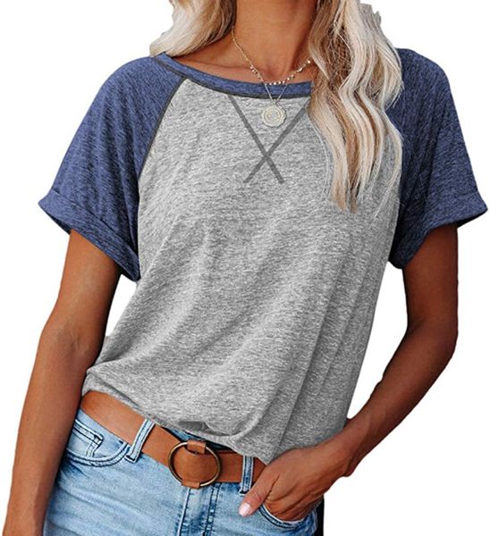 womens short sleeve raglan crewneck t shirts tees color block casual loose fit tshirts, White
womens short sleeve raglan crewneck t shirts tees color block casual loose fit tshirts, White