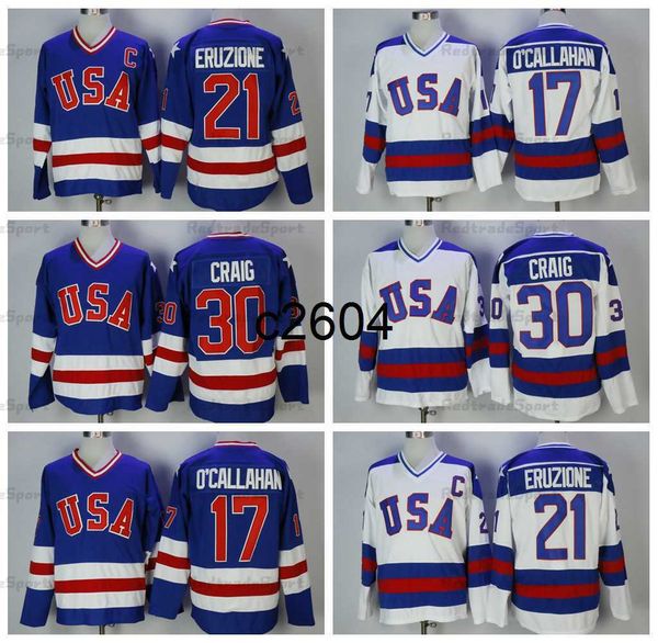 c2604 vintage 1980 mens 21 mike eruzione hockey jerseys 30 jim craig 17 jack o'callahan blue white stitched jersey c patch m-xxxl, Black
c2604 vintage 1980 mens 21 mike eruzione hockey jerseys 30 jim craig 17 jack o'callahan blue white stitched jersey c patch m-xxxl, Black