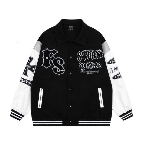 american high street flocking embroidery letter racing coat men's trendy blaster motorcycle jacket baseball 9cjq, White;black
american high street flocking embroidery letter racing coat men's trendy blaster motorcycle jacket baseball 9cjq, White;black